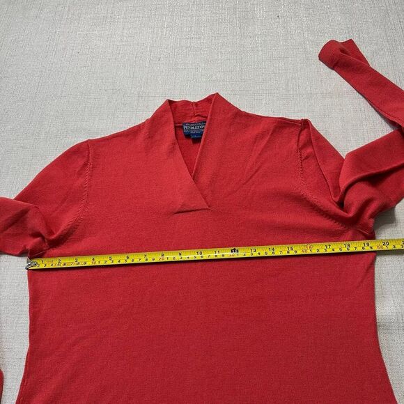 Pendleton Merino Wool Orange Red Shawl-Collar Sweater Size S - Picture 4 of 8